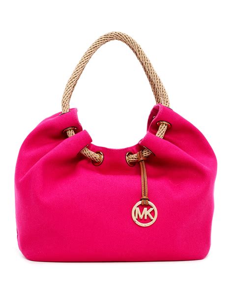 michael kors pink canvas tote|michael kors large grab bag.